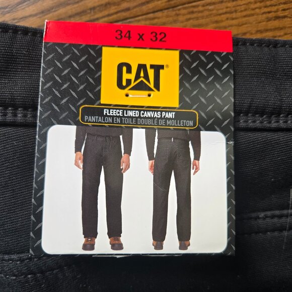 CAT Caterpillar Black canvas fleece lined work pants size 34X32 - Picture 5 of 7